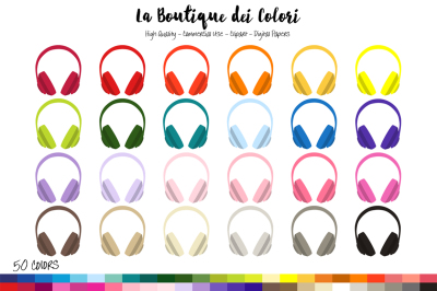 50 Rainbow Headphones Clip Art