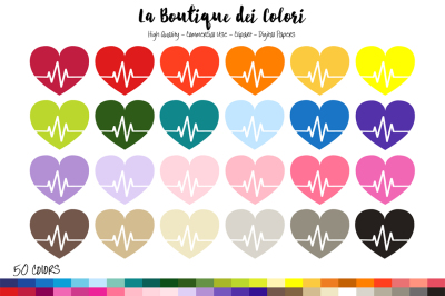 50 Rainbow Heart Beat Clip Art