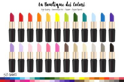 50 Rainbow Lipstick Clip Art