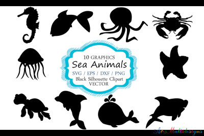 400 108264 b5121f7312acff8abda95fdb2675ff93326f3b08 sea animals silhouette vector sea animal sea animal svg file eps vector sea animals clipart