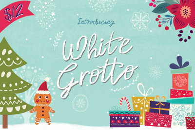 White Grotto Font (Christmas Fonts, Holiday Fonts, Textured Fonts)