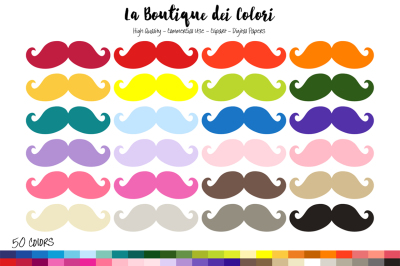 50 Rainbow Mustache Clip Art