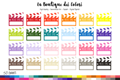 50 Rainbow Movie Clapboard Clip Art