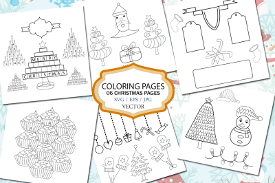 Christmas coloring page / printable christmas coloring page vector SVG EPS and JPG / christmas set