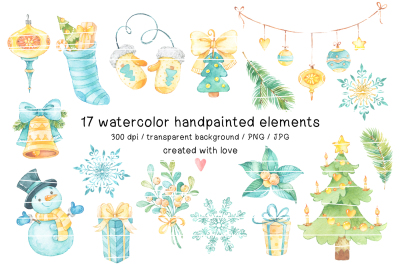 NEW YEAR watercolor clipart