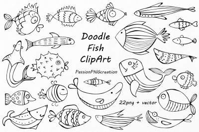 Doodle fish clipart