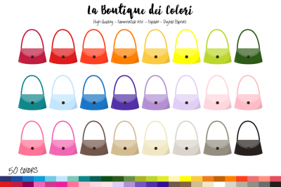 50 Rainbow Lady's Handbag Clip Art