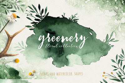 Greenery watercolor collection