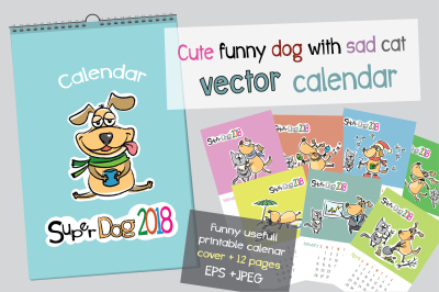 Cute funny dog calendar 2018