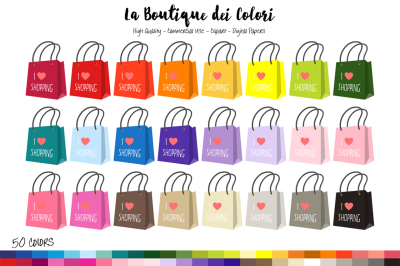 50 Rainbow Shopping Bag Clip Art