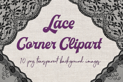 Lace Corner Clip Art - Black Borders