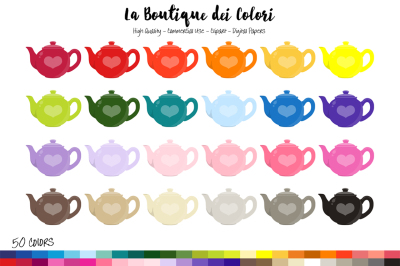 50 Rainbow Tea Pot Planner Clip Art