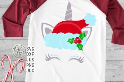 Christmas unicorn svg, Santa Unicorn svg, Christmas unicorn printable, iron on Christmas, Christmas for girls svg, svg files, dxf, Santa hat
