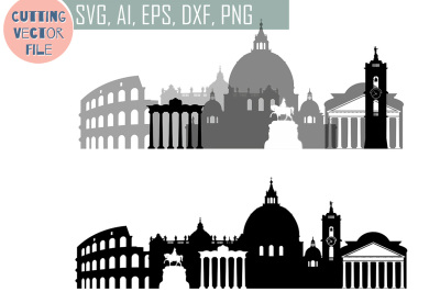 Rome SVG, Italy Capital Vector Skyline