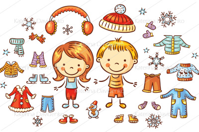 Winter clothes set for a boy and a girl