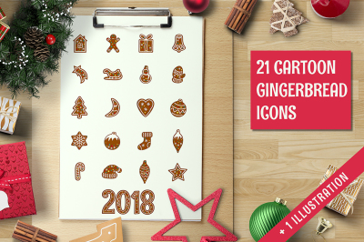 Christmas gingerbread icon set.