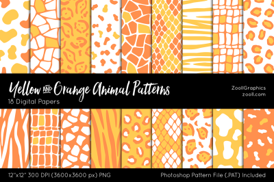 Yellow And Orange Animal Digital Papers
