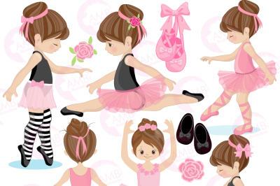 Ballerina clipart, Ballet clipart, pink ballerina, girl dancing, commercial use, instant download, AMB-1306