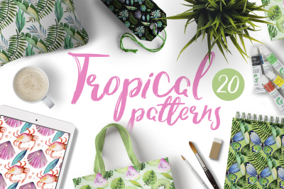 Watercolor Tropical Patterns