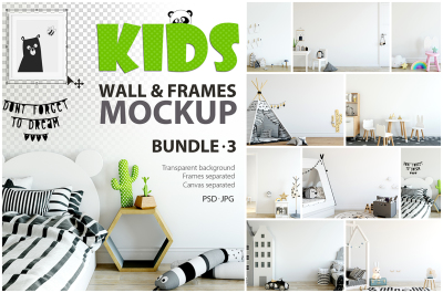 KIDS WALL & FRAMES Mockup Bundle - 3