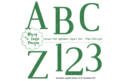 Green Felt Alphabet Clipart Set