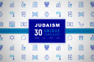 Judaism Icons Set | Concept