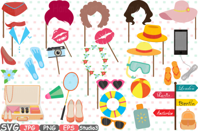 Travel Party Props v1 mask Holidays Booth Party Birthday Silhouette Clipart Bunting Cutting Files Digital svg eps png jpg Vinyl sale -213S