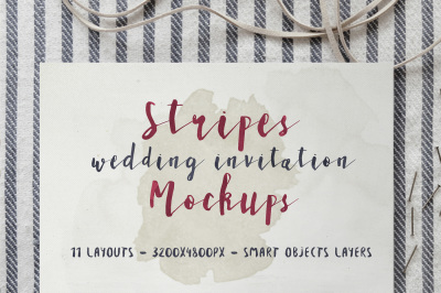 Stripes Wedding Invitation Mockup