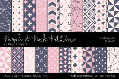 Purple And Pink Digital Papers