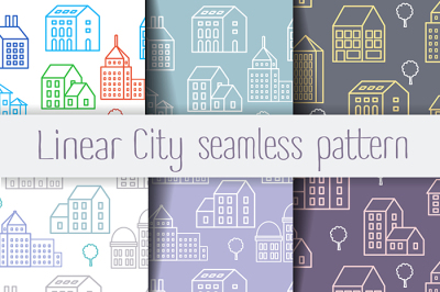 Set seamless  linear pattern of urban buildings 