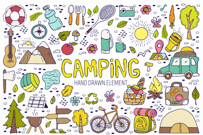 Camping hand drawn element