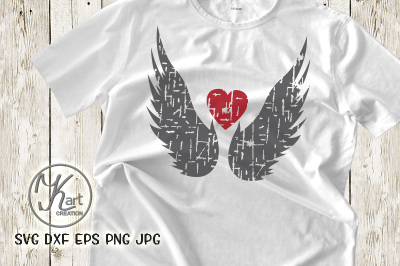 Angel wings svg, Angel wings heart svg, Angel wings iron on, grunge texture, svg, Wings grunge effect, for print, Christian svg, clipart png