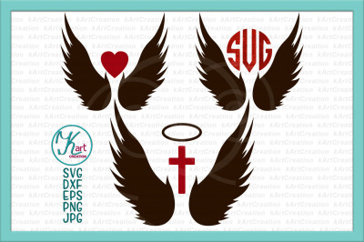angel wings svg, angel wings monogram svg, cross svg, Christian svg, heart svg, angel svg, angel wings iron on, wings for cricut, silhouette