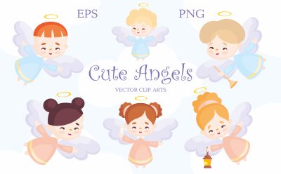 Cute angels. Vector clip arts