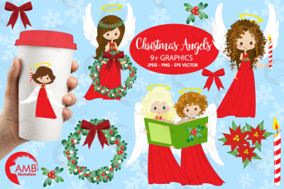 Christmas Angels clipart, graphics, illustrations AMB-1119