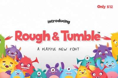 Rough &amp; Tumble Font (Kids Fonts, Fun Fonts, Chunky Fonts)