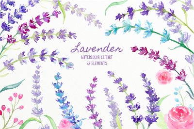 Watercolor Lavender Clipart
