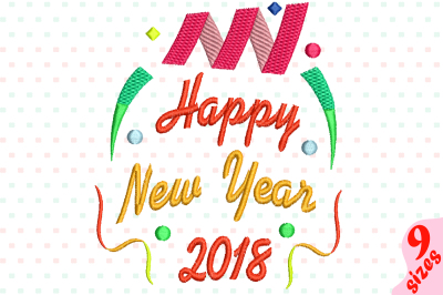 Happy New Year Embroidery Design Machine Instant Download Commercial Use digital file icon symbol sign Party New Year's 2018 Fireworks 159b