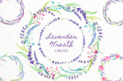 Watercolor Lavender Wreath