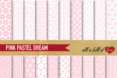  Hand drawn Pale Pink Digital Paper Pack: Dream Collection
