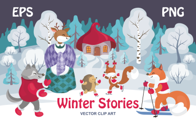 Winter Stories. Vector clip art.