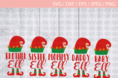 Elf Family SVG DXF Cut File, Elf Christmas Vector, daddy Elf Mama, Elf Baby, Elf Svg Cut File, Family Svg, Christmas SVG,