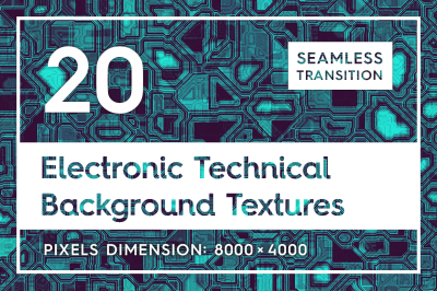 20 Seamless Electronic Technical Background Textures