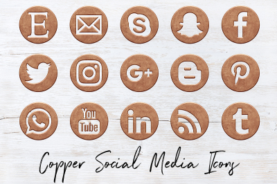 Vintage Copper Social Icons Pack