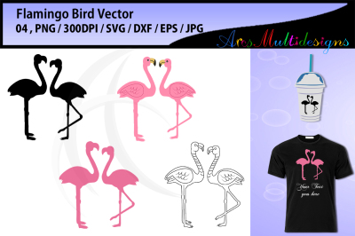 flamingo bird svg cut file / flamingo clipart / flamingo silhouette / flamingo outline / flamingo SVG vector illustration