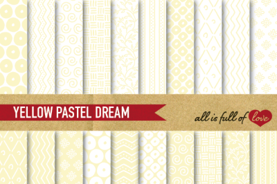  Hand draw Pale Yellow Digital Paper Pack&3A; Dream Collection