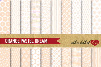  Hand draw Peach Digital Paper Pack: Dream Collection