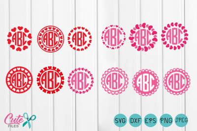 Valentines Day Wedding Love Heart Circle Monogram Frames SVG cut files for Cricut Explore Silhouette Cameo Brother Scan N Cut Canvas