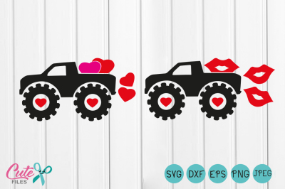Monster Truck SVG, Heart svg, happy valentines day, Boy Valentine Silhouette Studio, Heart vector, file for cutting machines