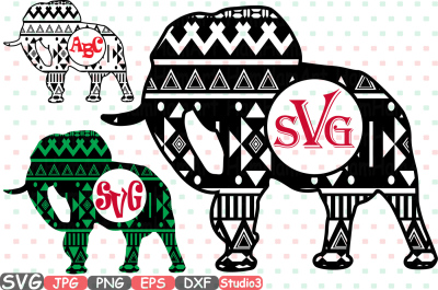 Elephant Aztec Safari Animals Silhouette SVG Cutting Files Digital Clip Art Graphic Studio3 cricut cuttable Die Cut Machines  eps png dxf jpg Clip Art Vector -248s